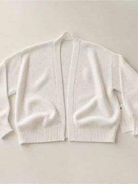 Open-Front Cream Knit Cardigan Jacket